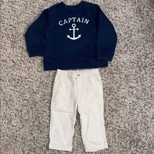 Janie and Jack 3T Captain Sweatshirt & Pant Outfit